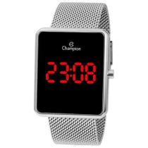 Relógio Champion Feminino Prata Digital Led Vermelho CH40080T