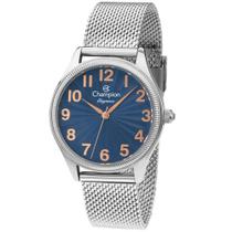 Relógio CHAMPION feminino prata esteira azul CN24468F Relógio CHAMPION feminino prata esteira azul CN24468F