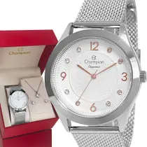 Relógio Champion Feminino Prata Luxo Prova Dágua Original