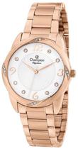 Relógio CHAMPION feminino prata rosê strass CN25734Z