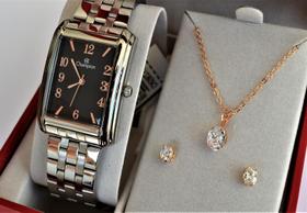 Relogio champion feminino prateado quadrado cn20373i + kit semi joia Relogio champion feminino prateado quadrado cn20373i + kit semi joia