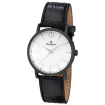 Relógio CHAMPION feminino preto couro CH24062S