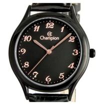 Relogio Champion Feminino Preto Pulseira Couro Ch22233J