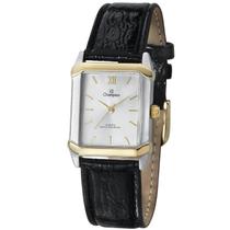 Relogio Champion Feminino quadrado pequeno pulseira de couro retangular bicolor prata e dourado misto social CH24106S