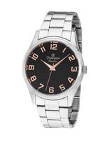 Relógio Champion Feminino Rainbow - Prata com Mostrador Preto e Detalhe em Rosê Relógio Champion Feminino Rainbow - Prata com Mostrador Preto e Detalhe em Rosê