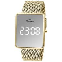 Relógio Champion Feminino Ref: Ch40080b LED Espelhado Dourado