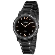 Relógio Champion Feminino Ref: Cs28432d Slim Aço Black