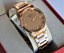 Relogio champion feminino rose visor chocolate cn24066r