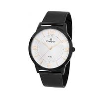 Relógio Champion Feminino S-Line - Preto com Fundo Branco e Pulseira de Esteira