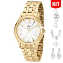 Relógio CHAMPION KIT Elegance feminino dourado CN26475W