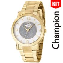 Relógio CHAMPION KIT feminino analógico elegance dourado CN25136G