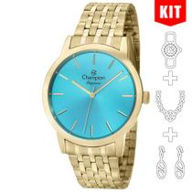 Relógio CHAMPION KIT feminino azul dourado CN27732Y