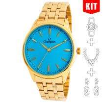 Relógio CHAMPION KIT feminino azul dourado CN29516Y