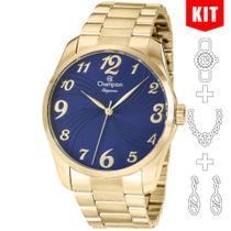 Relógio CHAMPION KIT feminino dourado azul CN26715K