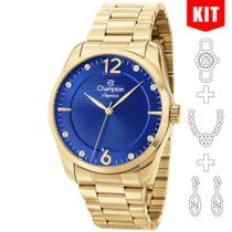 Relógio CHAMPION KIT feminino dourado azul CN27607D