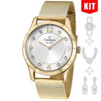 Relógio CHAMPION KIT feminino dourado esteira CN29910W Relógio CHAMPION KIT feminino dourado esteira CN29910W