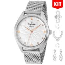 Relógio CHAMPION KIT feminino prata esteira CN26993C Relógio CHAMPION KIT feminino prata esteira CN26993C