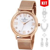 Relógio CHAMPION KIT feminino rosê esteira CN24584E