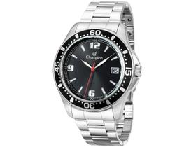 Relogio Champion Masculino Aço Prateado Preto Calendario Ca31248t