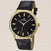 Relógio Champion Masculino Analógico CH22831P Dourado Pulseira Couro Preto Social