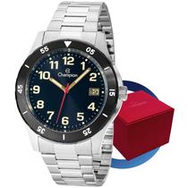Relógio Champion Masculino Analógico Original Pulseira de Aço Prata Visor Azul Resistente à Água 5 ATM Luxo Casual Social Elegante Relógio Champion Masculino Analógico Original Pulseira de Aço Prata Visor Azul Resistente à Água 5 ATM Luxo Casual Social Elegante