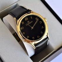 Relogio Champion Masculino Dourado Couro Preto Numeros CN20024P