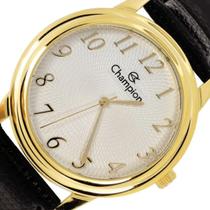 Relogio Champion Masculino Dourado Numeros Couro Relogio Champion Masculino Dourado Numeros Couro