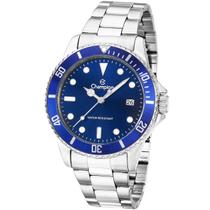 Relógio Champion Masculino Original Calendário Á Prova d'água 5 ATM Mostrador Azul Aço Inox