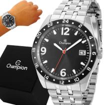 Relógio Champion Masculino Prata Preto Prova Dágua com Garantia de 1 Ano Relógio Champion Masculino Prata Preto Prova Dágua com Garantia de 1 Ano