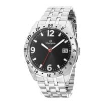Relogio Champion Masculino Prateado visor preto Calendario CA31220D