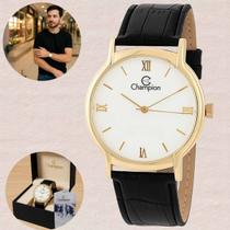 Relógio Champion Masculino Quartz Prova Dágua 50 Metros 5 ATM Pulseira Couro Casual Dourado CN20006B Relógio Champion Masculino Quartz Prova Dágua 50 Metros 5 ATM Pulseira Couro Casual Dourado CN20006B