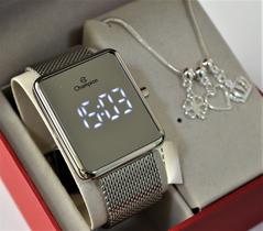 Relogio champion prateado espelhado quadrado digital ch40080s + pulseira Relogio champion prateado espelhado quadrado digital ch40080s + pulseira