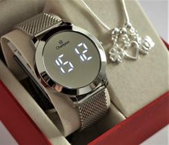 Relogio champion prateado espelhado redondo digital ch40106s + pulseira berloque Relogio champion prateado espelhado redondo digital ch40106s + pulseira berloque