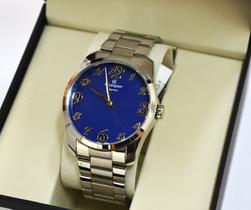 Relogio champion prateado visor azul grande numeros cn26715f