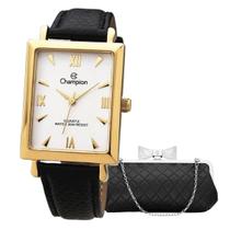 Relogio champion quadrado couro visor branco ch20208w + bolsa Relogio champion quadrado couro visor branco ch20208w + bolsa