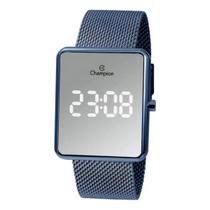Relógio Champion Quadrado Digital Azul LED Espelhado Relógio Champion Quadrado Digital Azul LED Espelhado