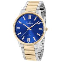 Relogio Champion S-Line Prata e Dourado com Fundo Azul Premium Relogio Champion S-Line Prata e Dourado com Fundo Azul Premium