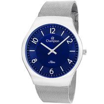 Relógio CHAMPION Slim unissex prata azul esteira CA21848F