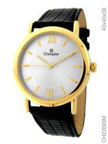 Relógio Champion Social CH22699M Dourado Pulseira Couro Preto
