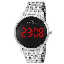 Relógio Champion unisex Digital Led vermelho Prateado Cor Do vidro preto