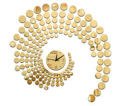 Relógio Círculos Decorativo Espelhado Dourado Sala Quarto