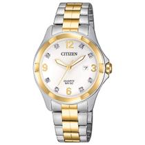 Relógio Citizen EU6084-57A Quartz 32mm Bicolor com Cristais