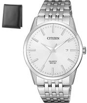 Relogio Citizen Prateado Social Calendario Original + Carteira TZ20948Q