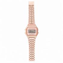 Relogio Classico Led Digital Luz Verde Luminoso Cronometro Data Vintage Quadrado Retangular Rose