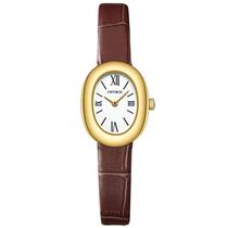 Relógio CNYXCN Ouro Oval com Pulseira Marrom Relógio CNYXCN Ouro Oval com Pulseira Marrom