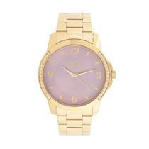 Relógio Condor Feminino - Dourado com Fundo Lilás e Pedras