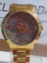 Relógio CONDOR feminino dourado flor co2039aa