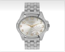 Relógio CONDOR feminino prata flor pedras CO2035MPA/3K