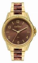 Relógio Condor Feminino Premium - Dourado com Desenho de Mármore Tartaruga