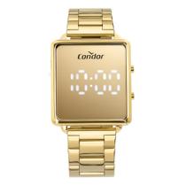 Relógio Condor Feminino Ref: Comd1202ajw/4x Led Espelhado Retangular Dourado